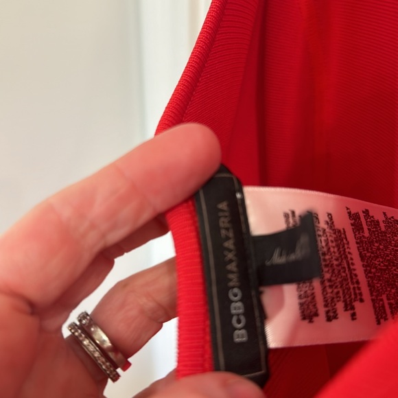 BCBG Max Azria Padma Scoop back Dress Red Berry - Picture 5 of 6